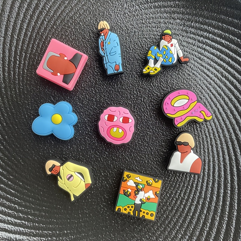Kids PVC Shoe Charms Set, Colorful Cartoon Characters, Removable Accessory