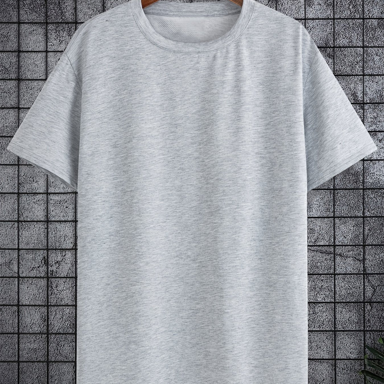 Мужская большая полиэстеровая однотонная футболка с круглым вырезом и короткими рукавами для лета