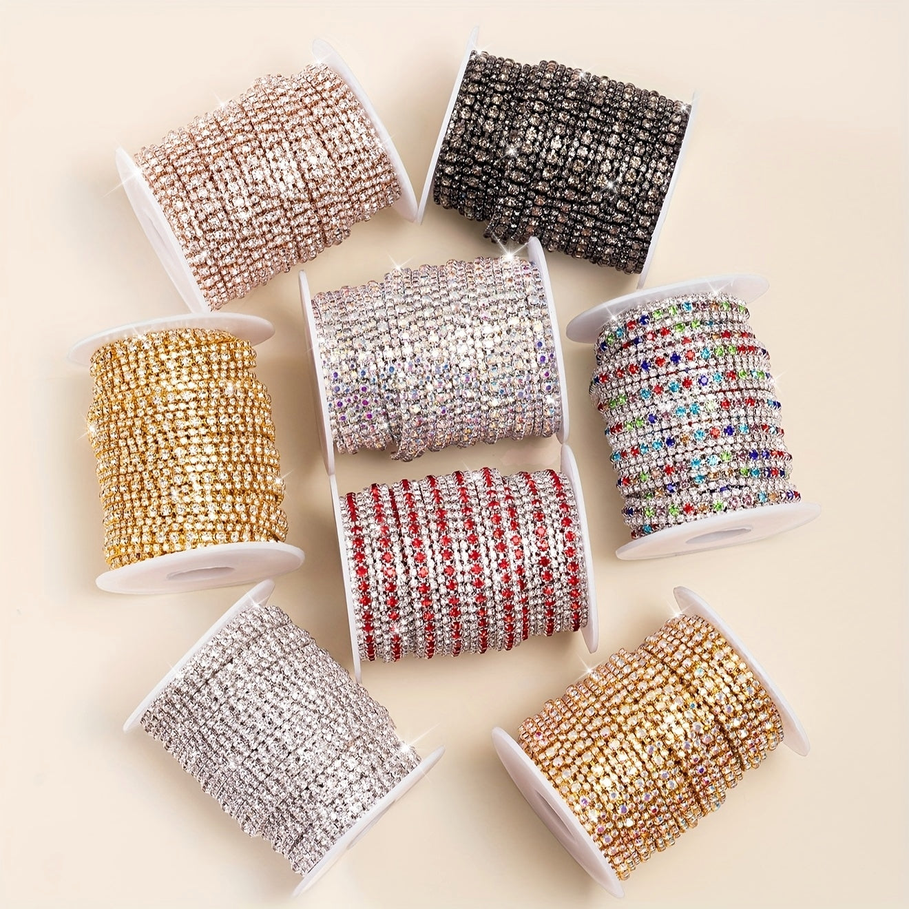 Multi-Color Rhinestone Chain 90cm Beaded Jewelry for Shoes Clothing and DIY Projects