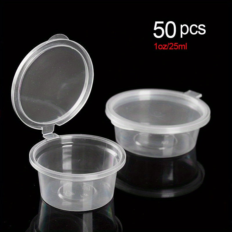 50 Clear Disposable Sauce Cups for Sauces Yogurt Pudding Sampling Takeaway