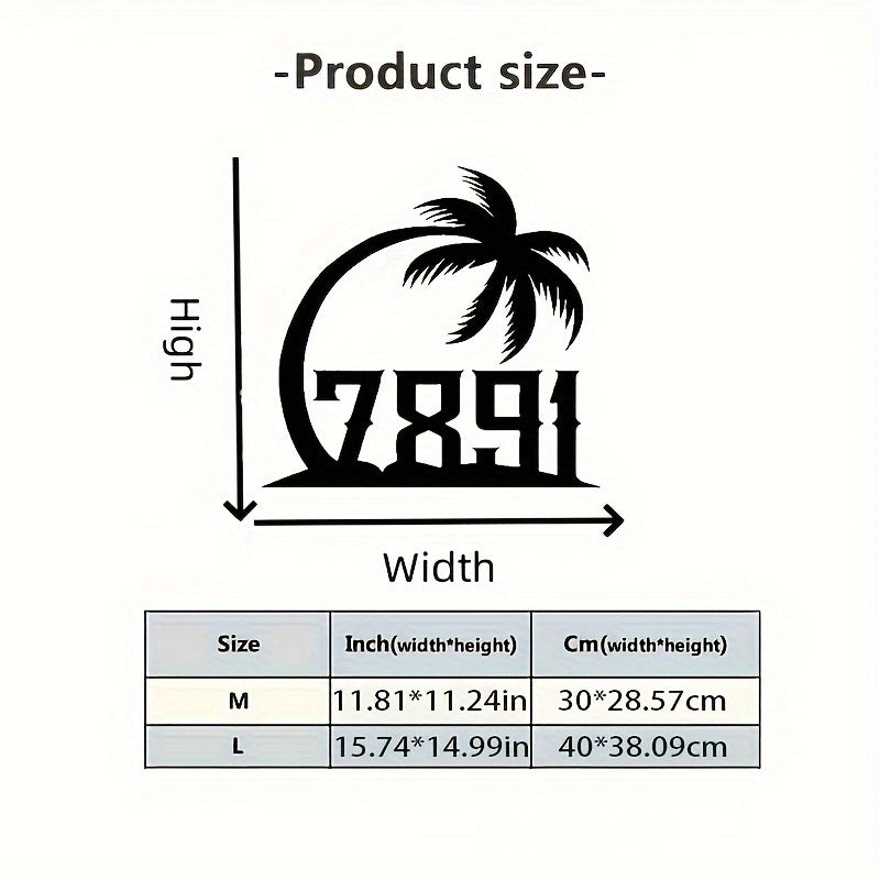 Personalized Tropical Palm Tree Metal Door Sign Beach-Themed Address Plaque Durable Home Decor
