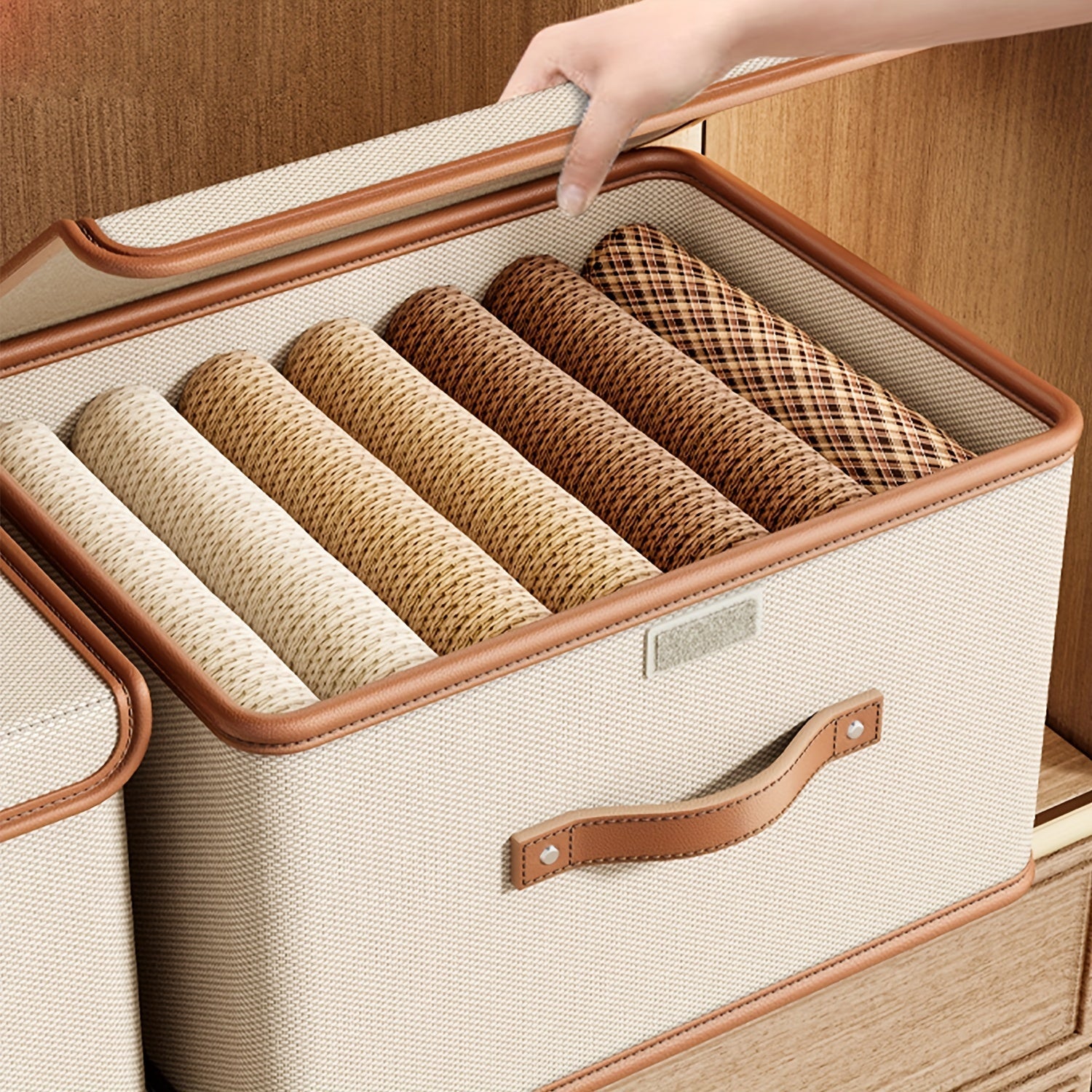 Cesta de almacenamiento para cajón de pantalones con tapa para organizar en armario, dormitorio y residencia universitaria