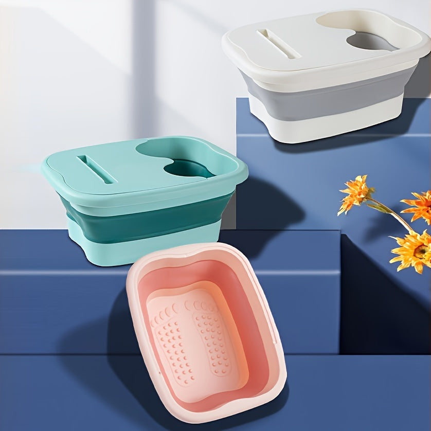 Collapsible Foot Soak Tub with Lid, Massage Texture, Stable, Portable for Home and Travel