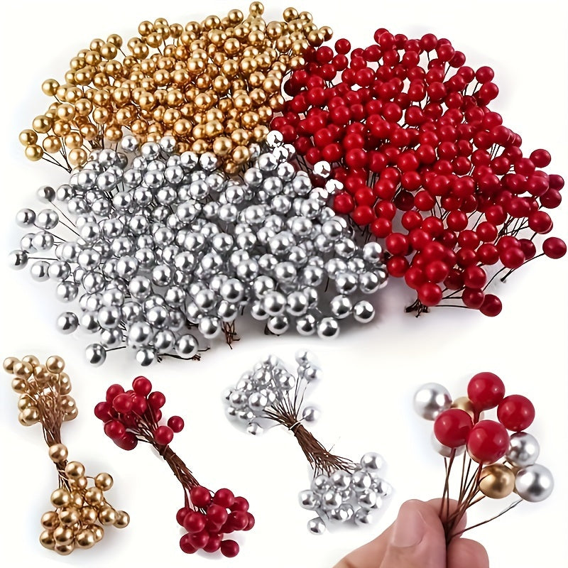 Artificial Berries Mix 100 Pieces for Holiday Decorating Wreaths and Crafts