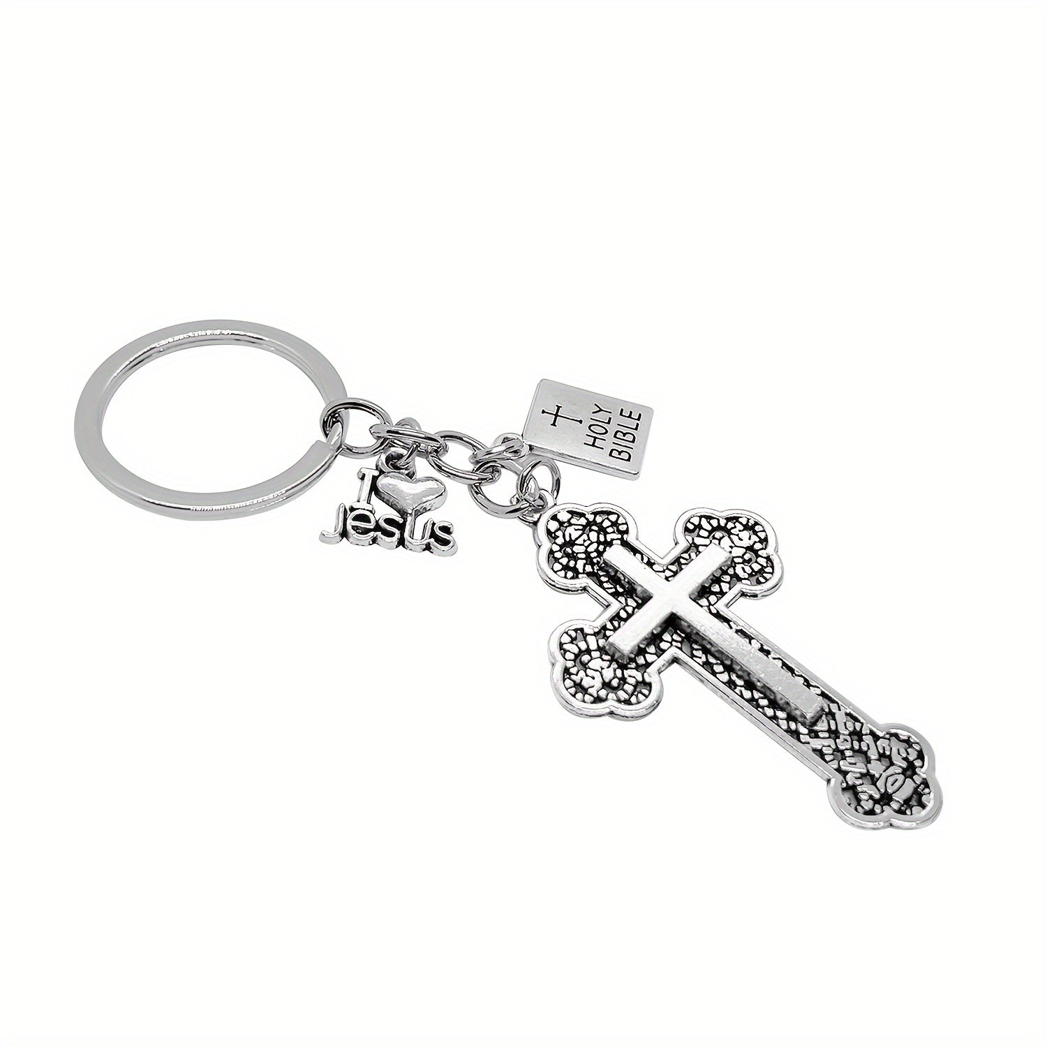 20 Pieces Cross Key Chains with Holy Book Pendants Religious Christian Easter Gifts