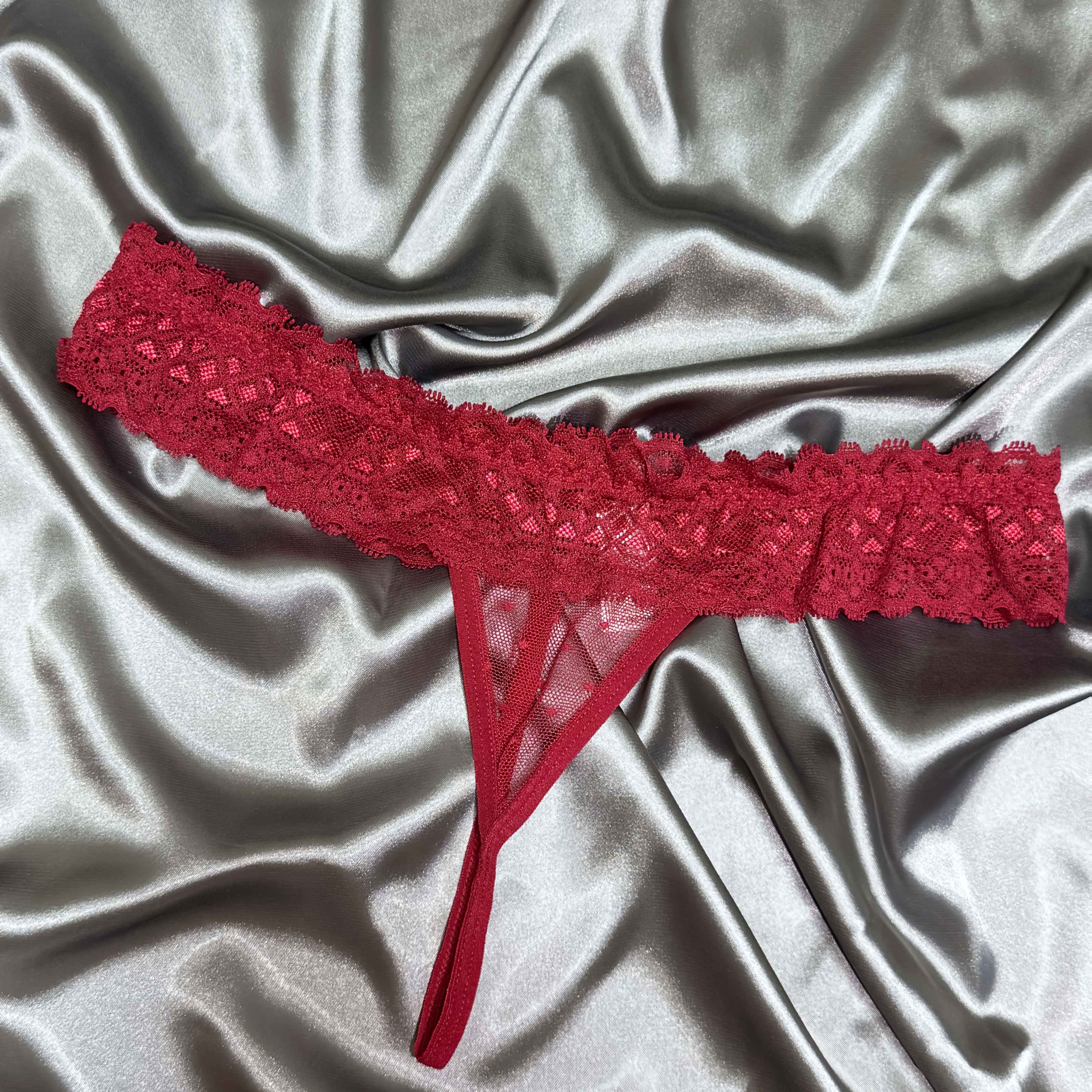 Women's Red Polka Dot Lace Thong for Valentine's Day Lingerie