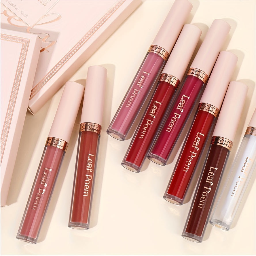 Set de labiales líquidos mate para mujer - a prueba de agua y de larga duración en marrón, rosa, púrpura y rojo