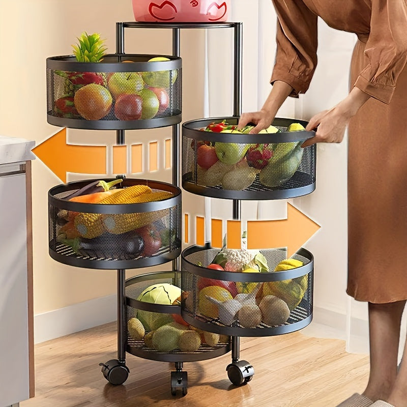 Multi-Tier Metal Storage Rack for Fruits Vegetables Kitchen Living Room Organizer
