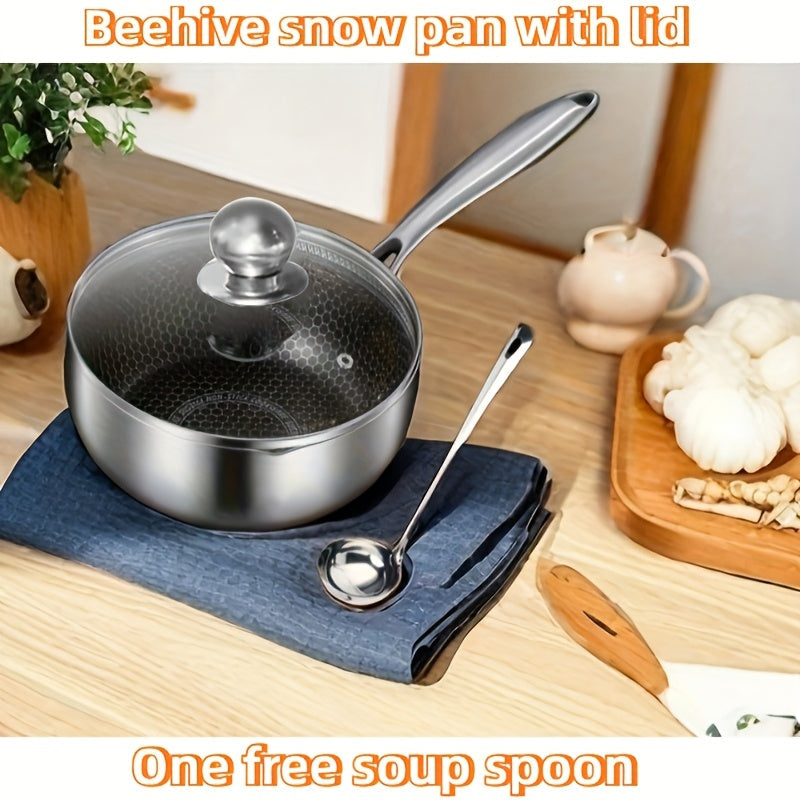 Cazo de acero inoxidable 316 con superficie antiadherente de panal, tapa y cucharón