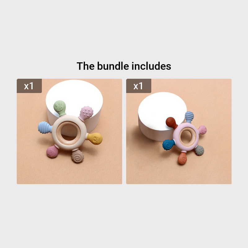 TYRY.HU Игрушка для прорезывания зубов для детей - силиконовый руль без BPA с деревянным кольцом, отличный подарок для младенцев и малышей, идеально подходит для праздничных мероприятий и детских душей, от TYRY.HU