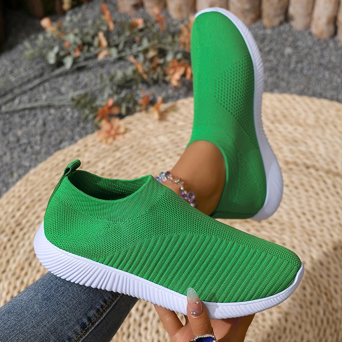 Women's Slip-On Casual Sneakers Breathable Fabric Lightweight EVA Shoes