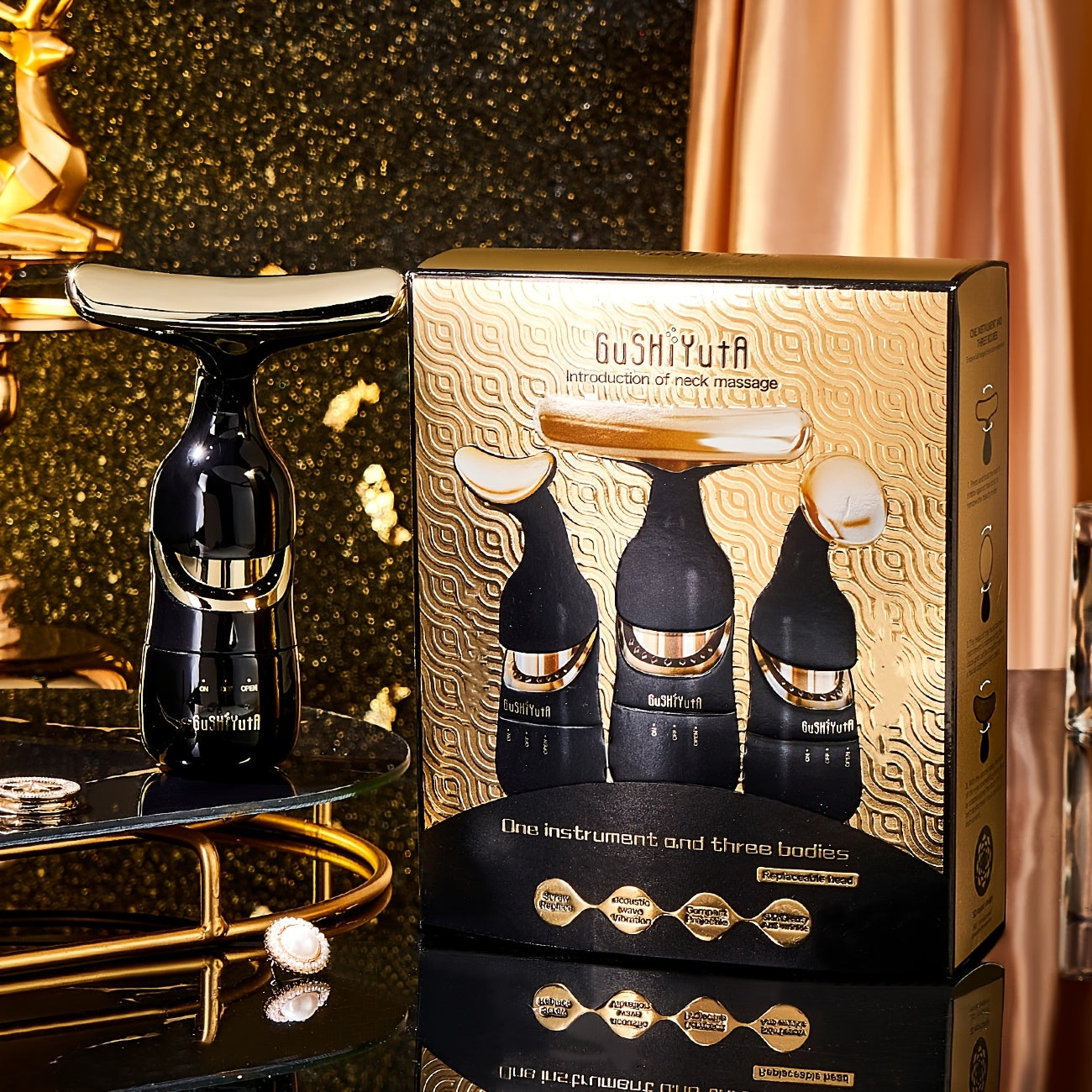 2pcs Dispositivos de masaje para ojos y cuello con batería, herramienta de belleza facial para relajación para mujeres