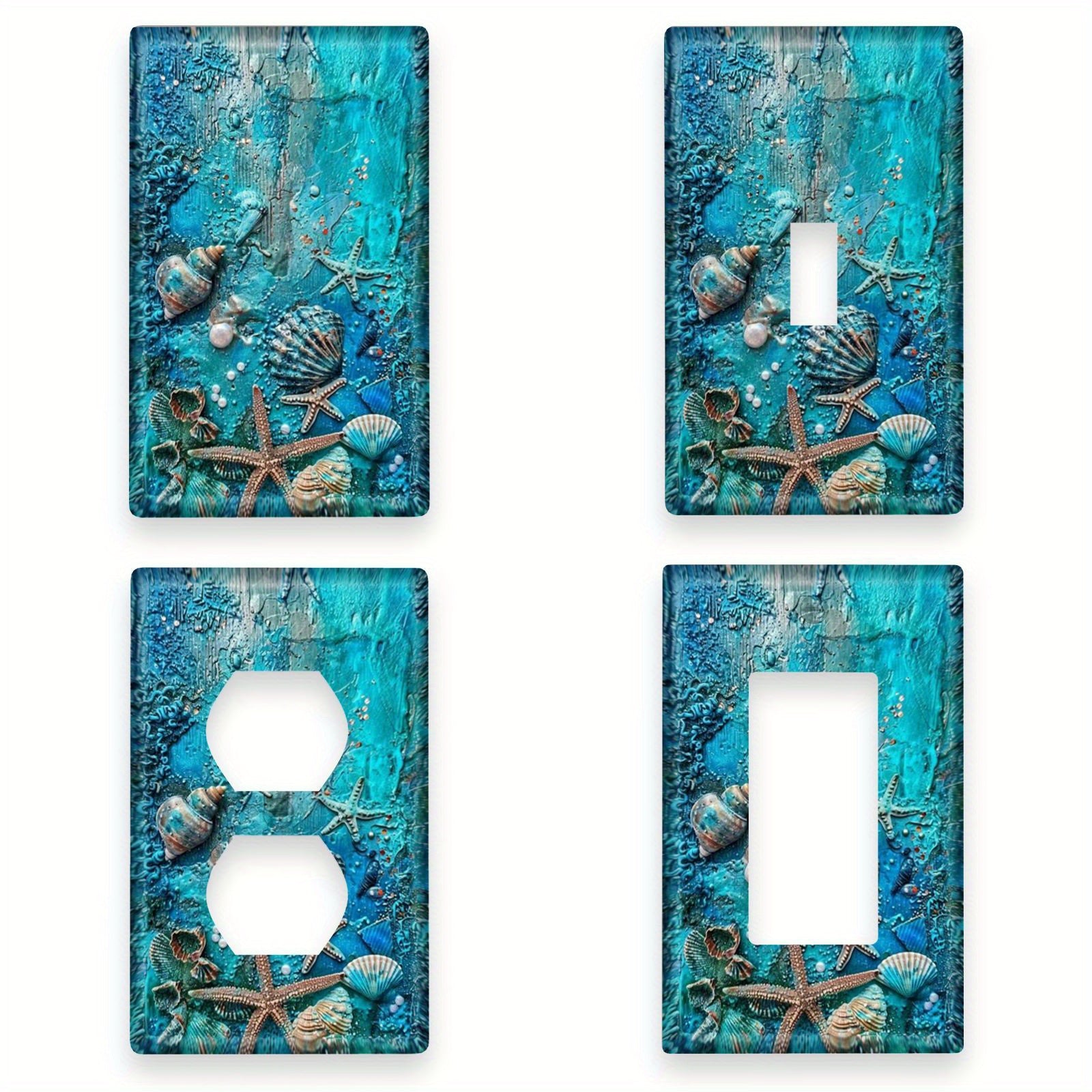 Cubierta de interruptor de estrella de mar y concha marina de Blue Ocean para dormitorio, cocina, baño y decoración