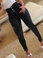 Women's Plus Size Ripped High Rise Skinny Casual Jeans
