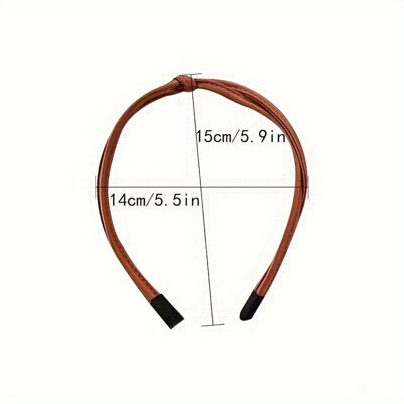Women's PU Leather Hairbands Set of 5 Wide Side Headbands with Cross Knot Design