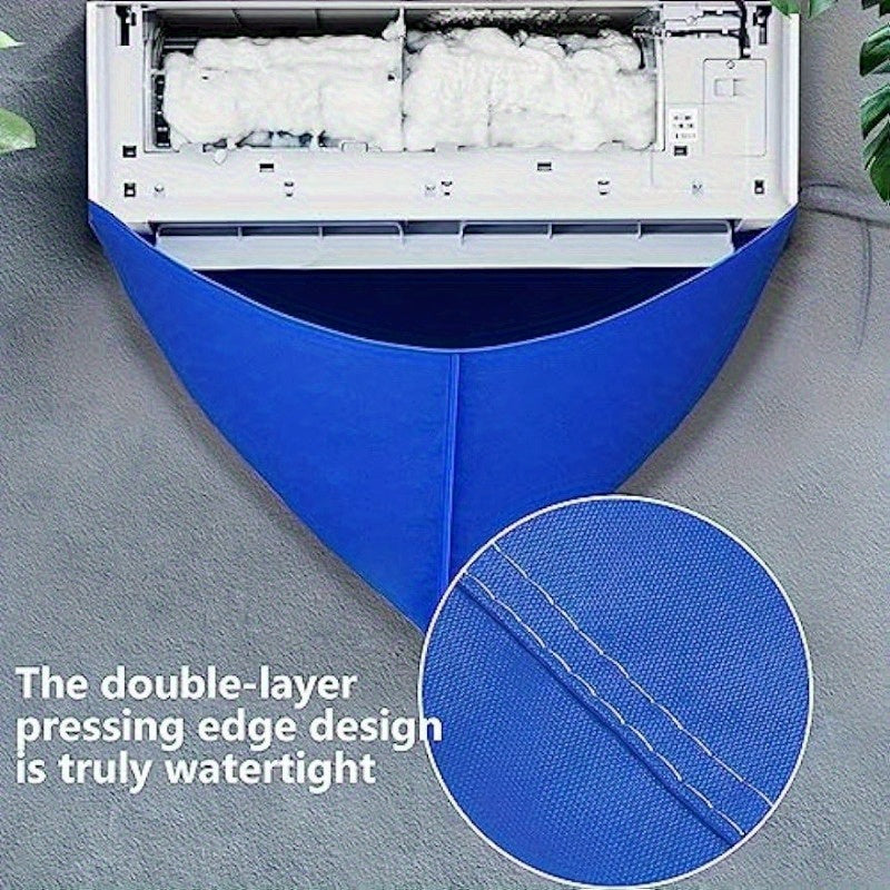 Blue Nylon Air Conditioner Cover Dust Debris Easy to Install