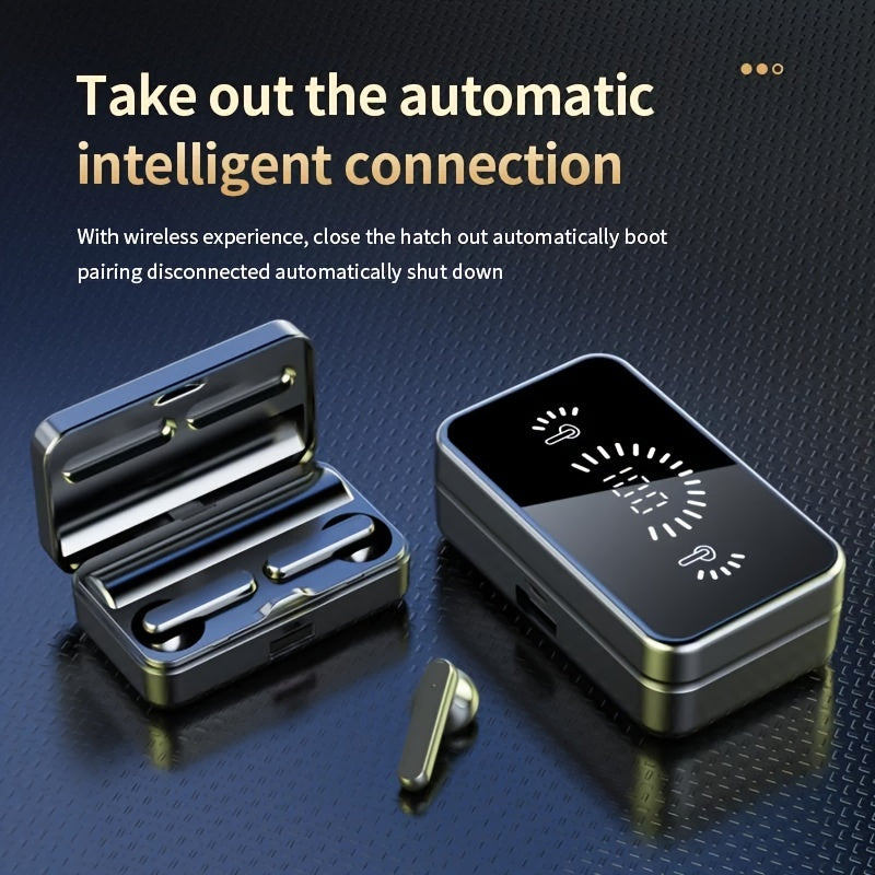 Беспроводные наушники S20 с цифровым дисплеем-зеркалом, двойные, с ультра-долгим временем работы от батареи, шумоподавлением, для спорта и игр.