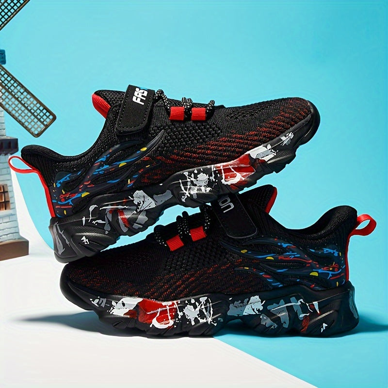 Kids Woven Knit Sneakers for Boys and Girls Casual Sports Mid Top Fabric Sole