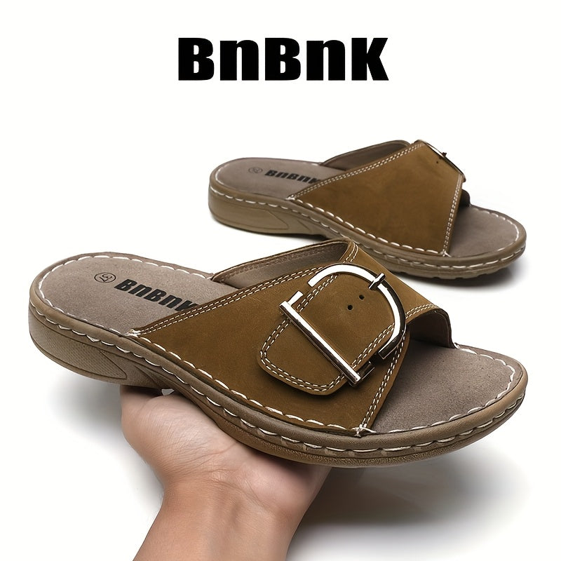 Women's Lightweight Slip-On Hiking Sandals Beige Cushioned Insole