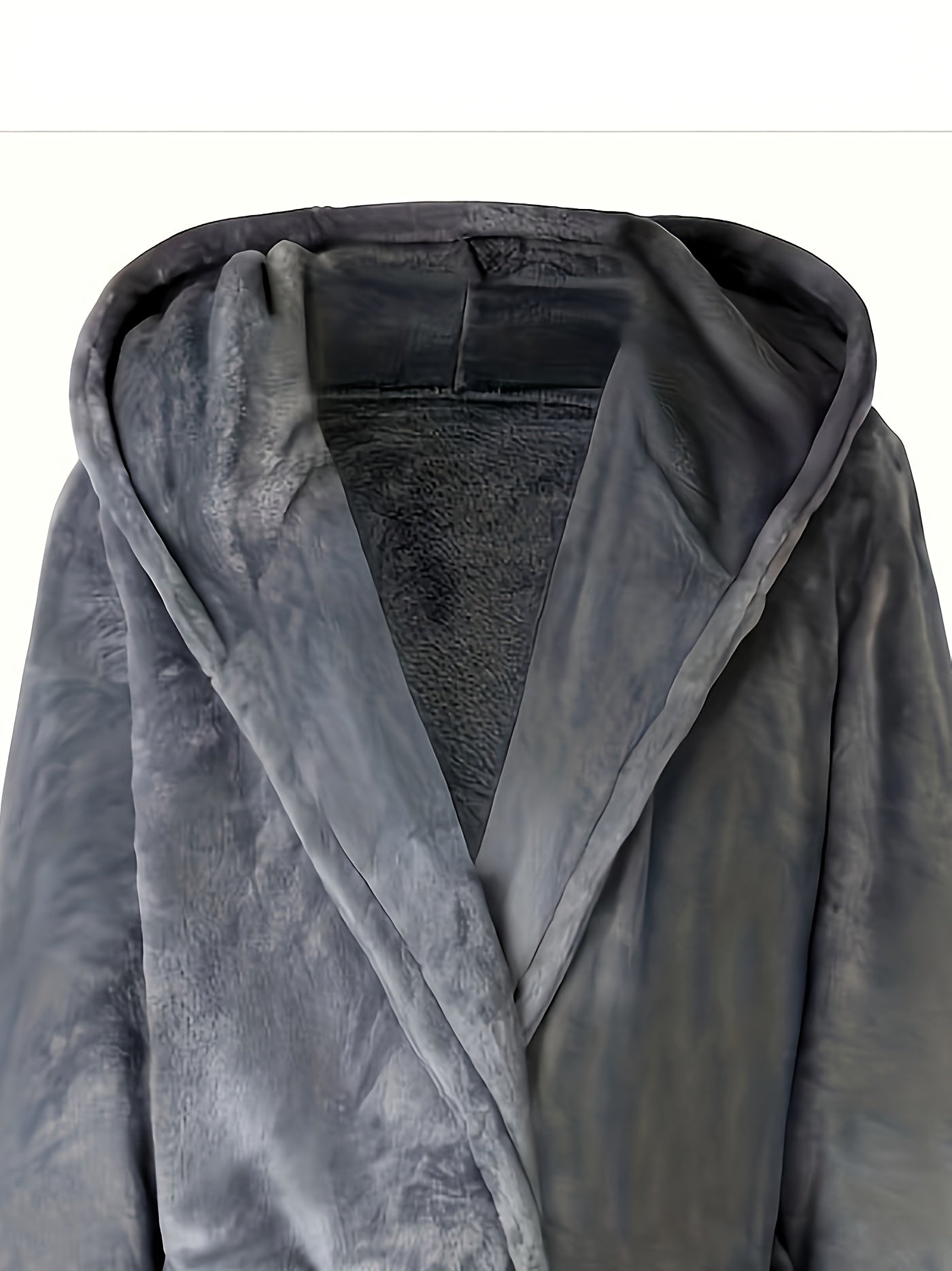 Men's Casual Hooded Robe Set Made of 100% Polyester Knit Fabric with Belt and Pockets