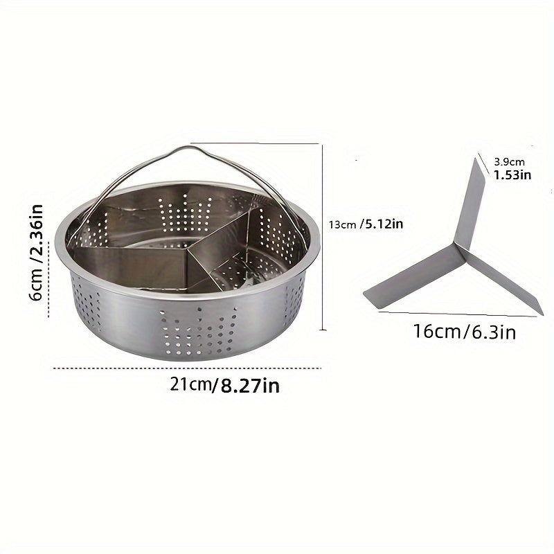 Stainless Steel Steamer Basket with Divider for Pressure Cooker, Food Grade, Versatile