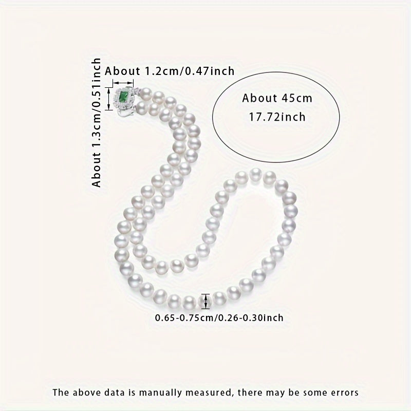 Women’s Freshwater Pearl Necklace 6.5-7.5mm Natural Lustrous Pearls with Silver Chain