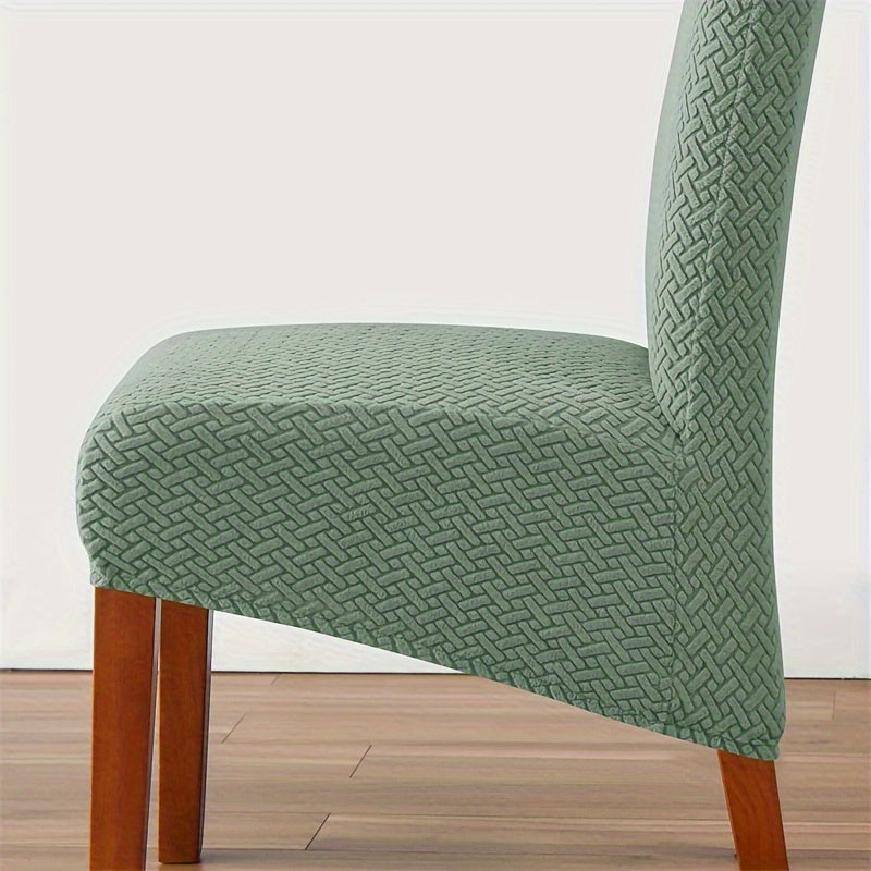 Чехол для стульев с высоким спинкой с элегантным жаккардовым дизайном, растягивающийся спандекс, идеален для кухни, отелей и банкетов. Однотонный цвет, легко стирается в стиральной машине.