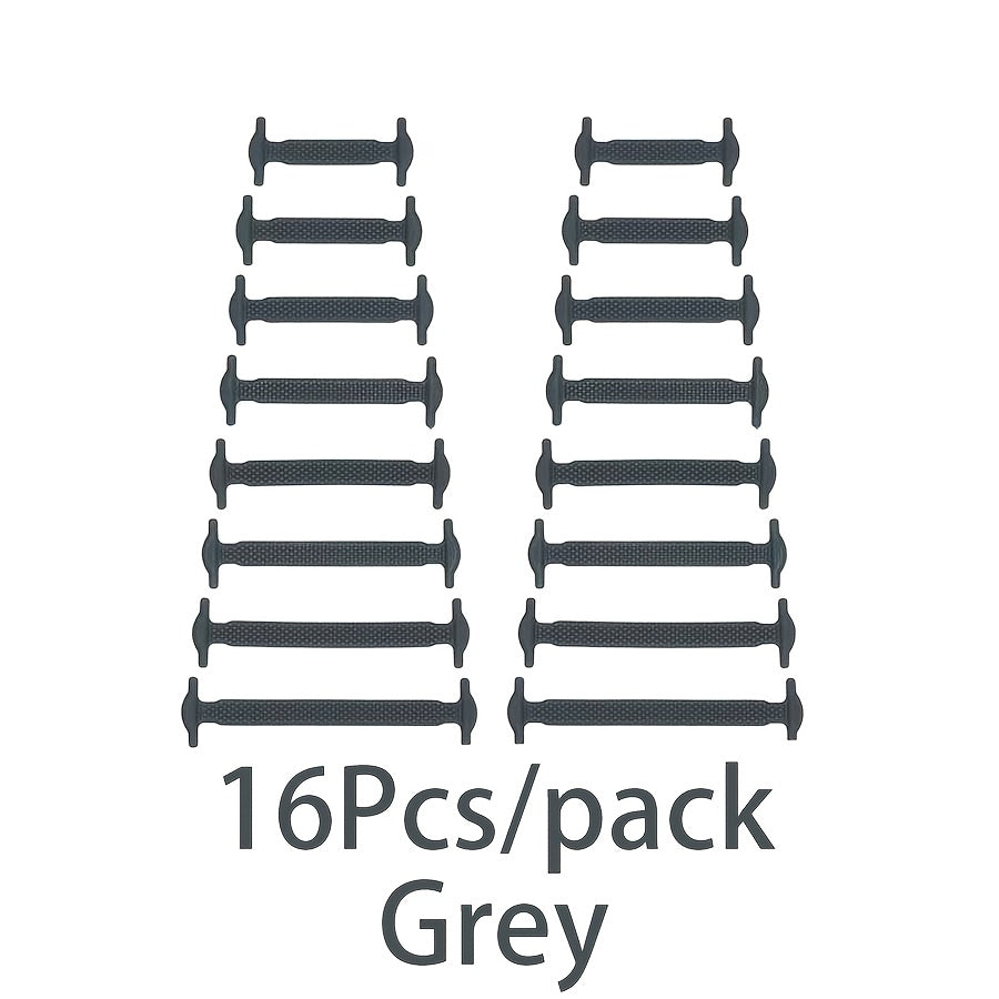 16-Pack Silicone No-Tie Shoelaces Waterproof Stain-Resistant Lightweight