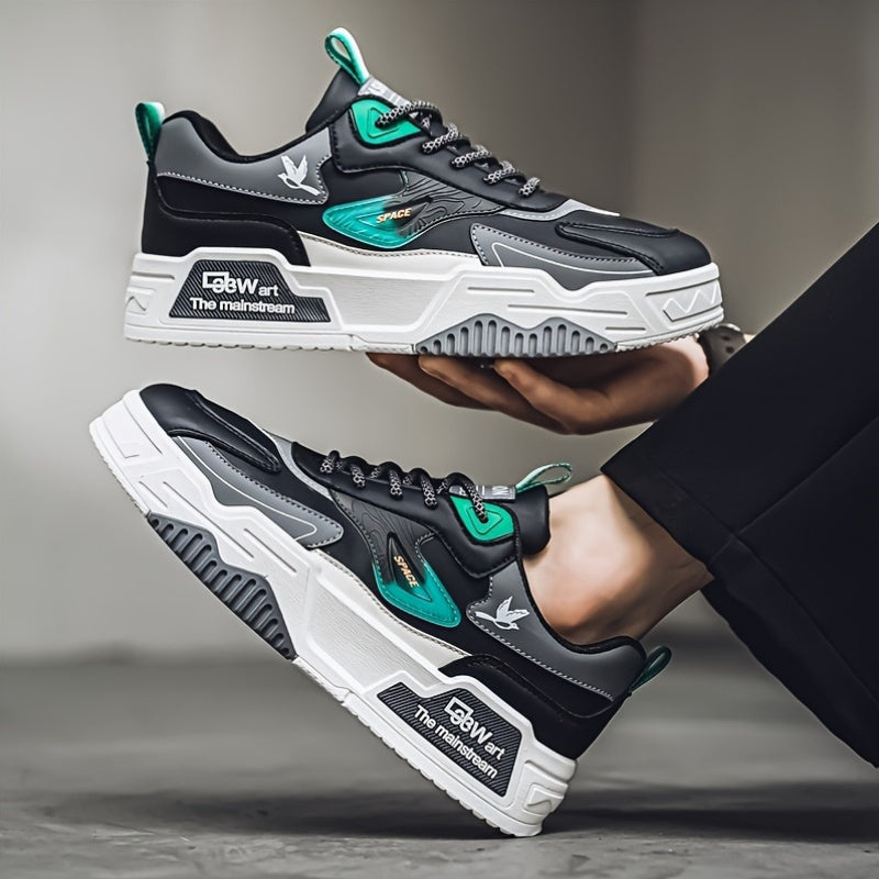 Unisex Low Top Skateboard Sneakers with Solid Color and Striped Pattern