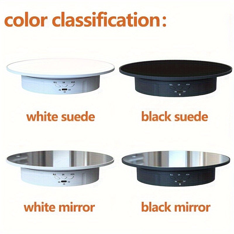 Motorized Rotating Display Stand with 19.99cm Pedestal, 360° Adjustable Speed, 7.71kg Load Capacity for Jewelry Photography and 3D Models