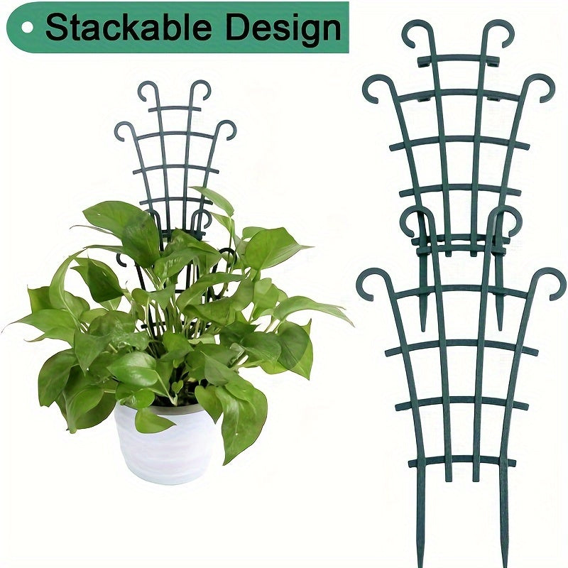 Plastic Plant Support Stakes for Indoor and Outdoor Grape Vines Roses Vegetables Green 2 Pack