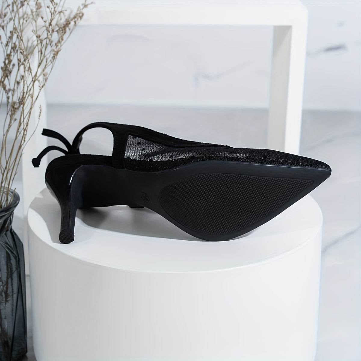 Zapatos de punta de malla para mujer con correa de lazo en el tobillo y sandalias transpirable