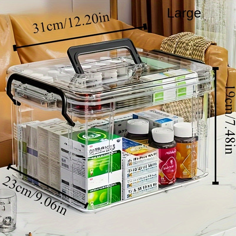 Toza suv o'tkazmaydigan plastmassa saqlash qutisi kvadrat klip bilan yopiladigan qopqoq bilan uy xo'jaligi uchun dorilarni tashkil etish