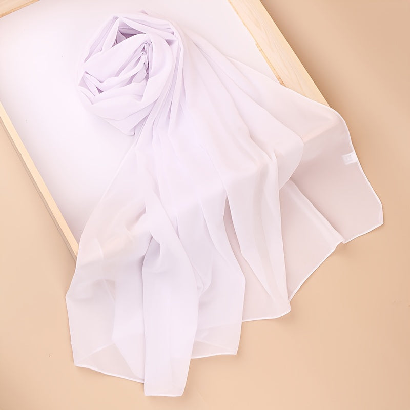 Ayollar uchun toza rangli chiffon hijab sharf, yumshoq, engil va ko‘p maqsadli bosh yopishqoq