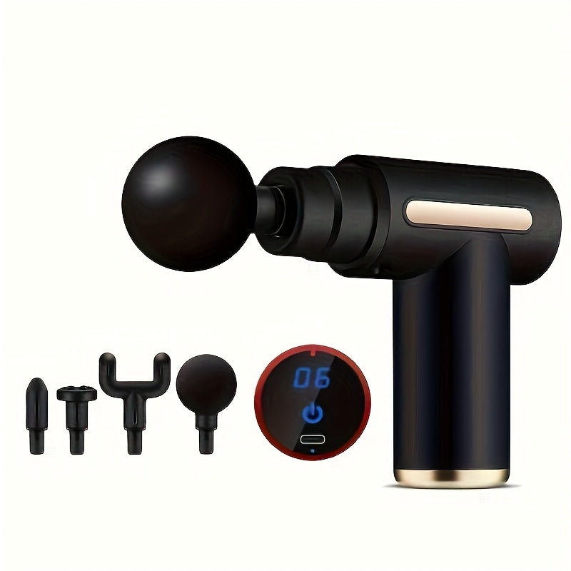 Portable Deep Tissue Massage Gun with 6 Speed Levels 4 Massage Heads Rechargeable Lithium Battery