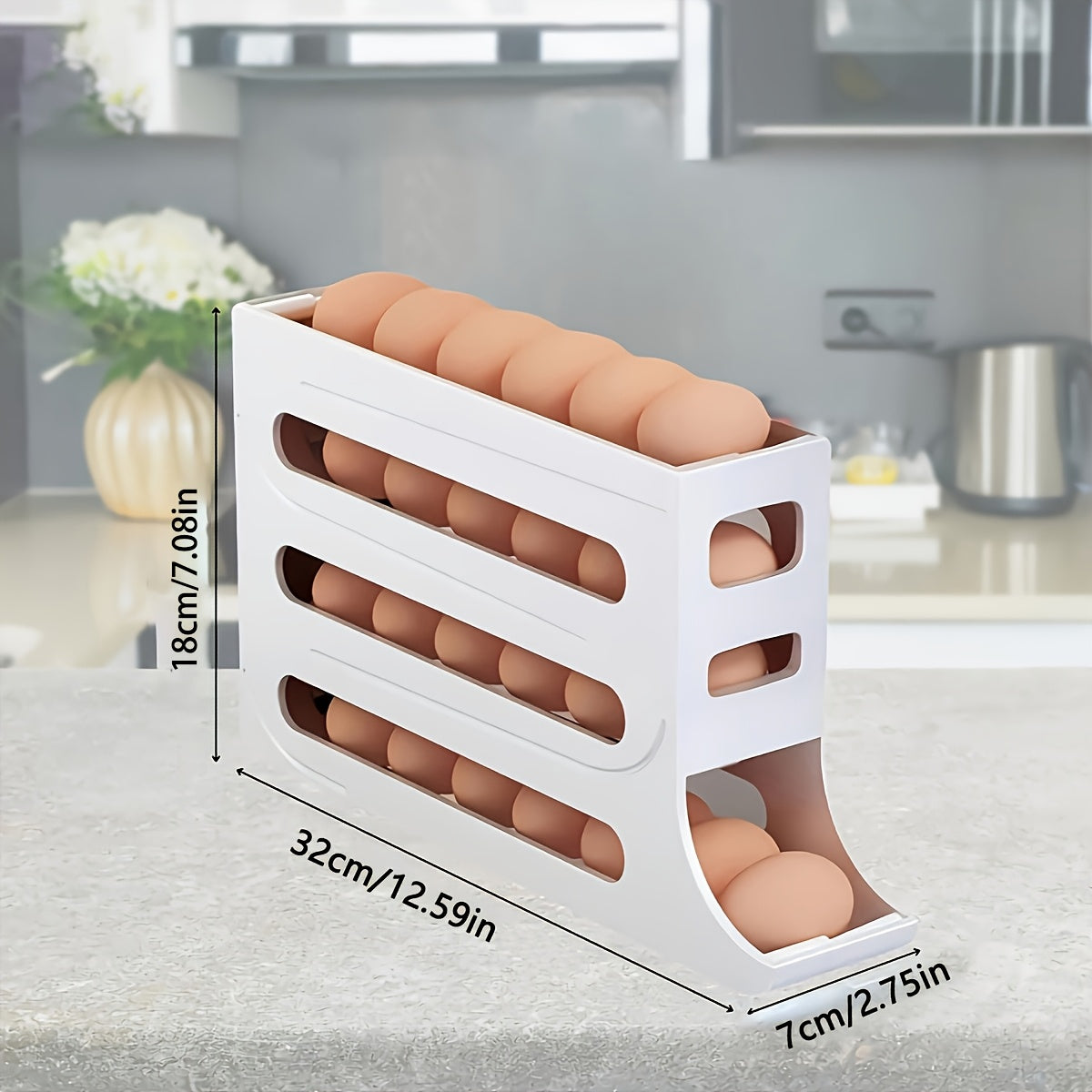 Egg Storage Rack for Refrigerator 4-Tier Space-Saving Large Capacity