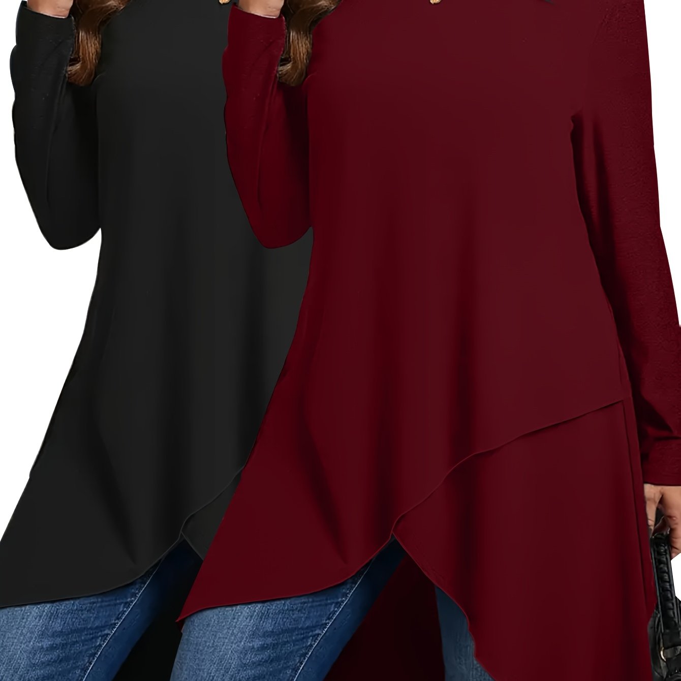 Women's Long Sleeve T-Shirts Set Polyester Crew Neck Solid Colors Spring Summer Fall