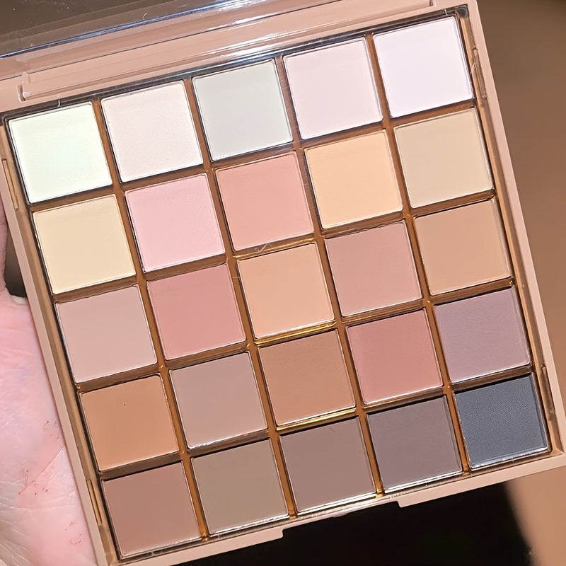 K'APEINE 25-Color Eyeshadow Palette: Matte & Shimmer finishes, Waterproof, Highly Pigmented in Orange-Brown Nude Shades.