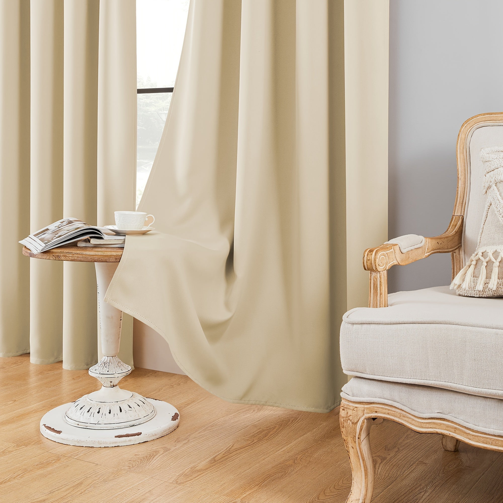 Blackout Curtains 2 Panels Polyester Blend Indoor Outdoor Heat Insulation Modern Black