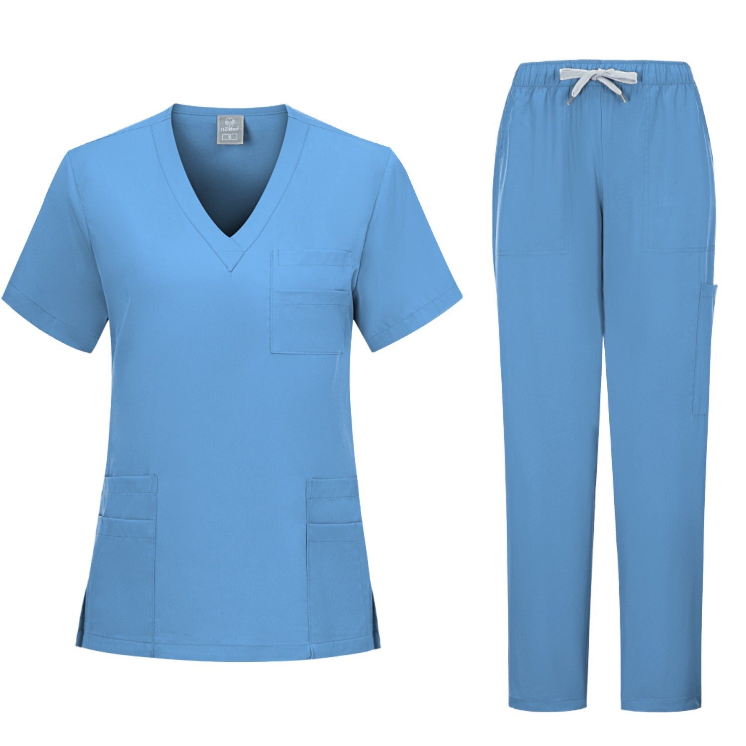 Frosted Women's Medical Scrubs Set Short-Sleeve Top and Pants Polyester Woven