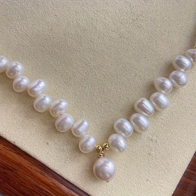 Vintage fransuz bug'doy bo'lagi taqinchoq bilan Barokko marjon S925 kumushda