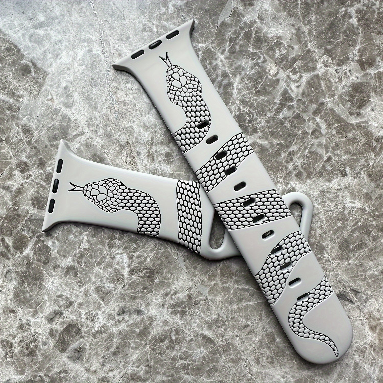 Engraved Snake Silicone Watch Band for Apple Watch All Series Durable Comfortable Strap
