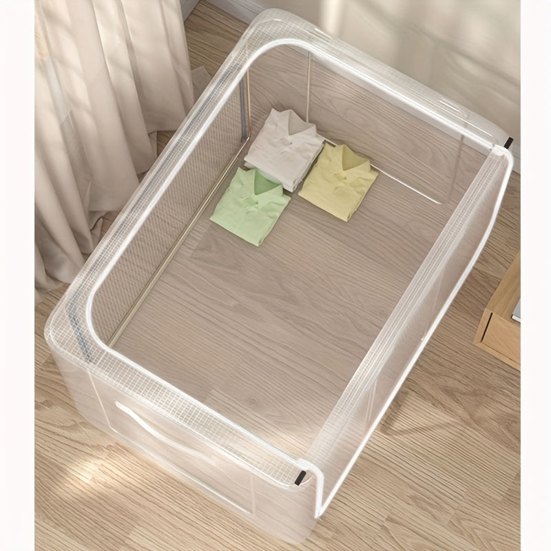 Large Capacity Clothes Storage Box with Steel Frame Waterproof Foldable Organizer for Seasonal Items