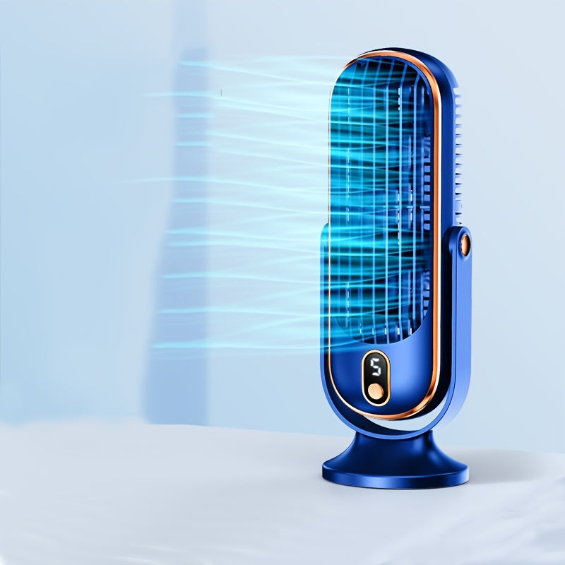 Portable Desktop Mini Fan with 5-Speed Settings Bladeless USB Powered Low Noise Digital Display Office Dorm Cooler