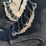 Women Gothic Shoe Charms 2pcs Bat Wing Love Letter Lace Chain Zinc Alloy