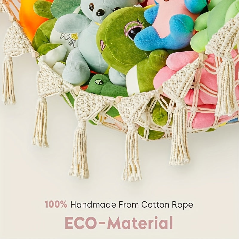 Большой макраме-гамак для мягких игрушек и игрушек, подходящий для детей от 14 лет и старше