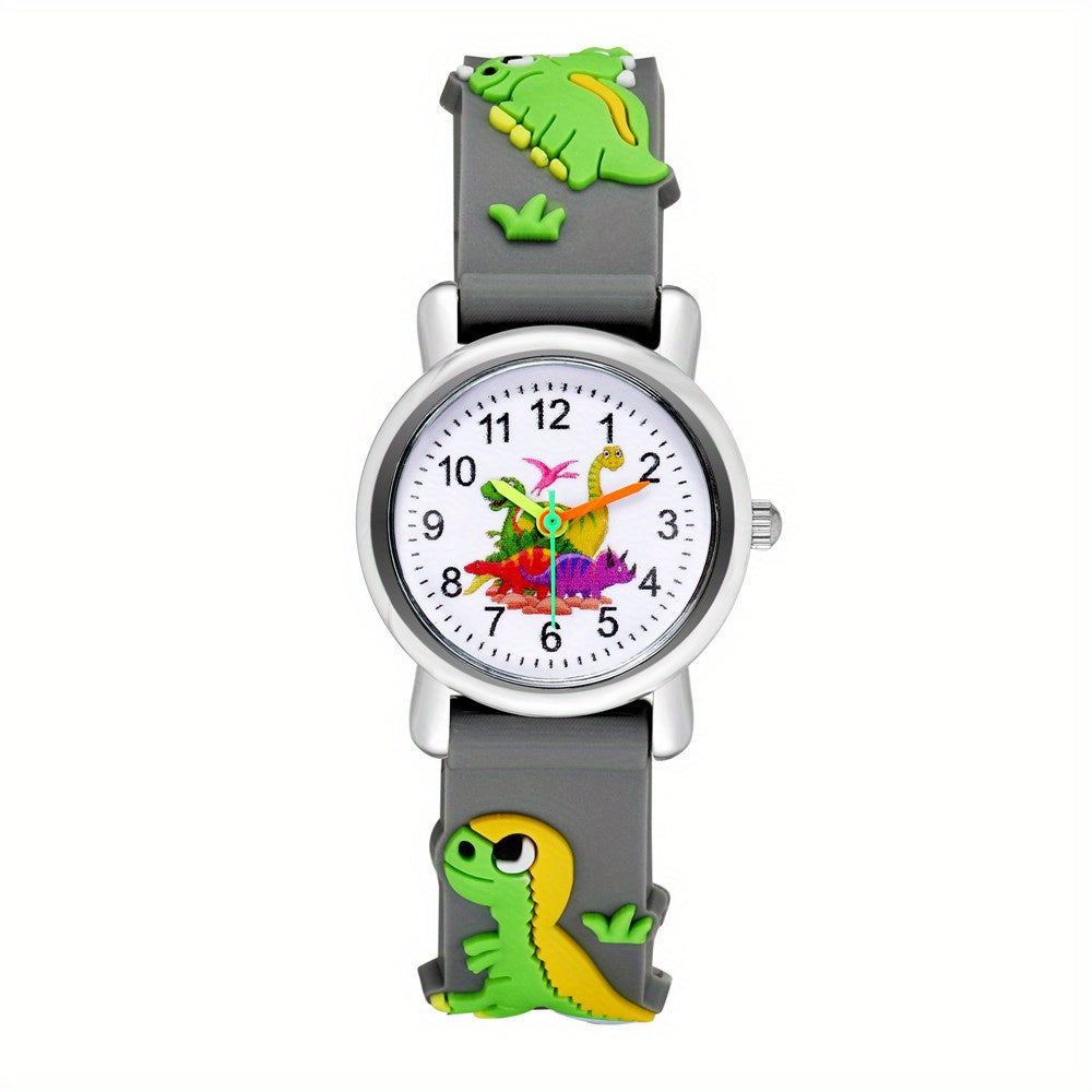 Kids' Dinosaur Quartz Watch for Children with Silicone Band and Colorful Design