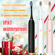 Electric Toothbrush Set for Adults, Rechargeable, 6 Modes, 4 Brush Heads