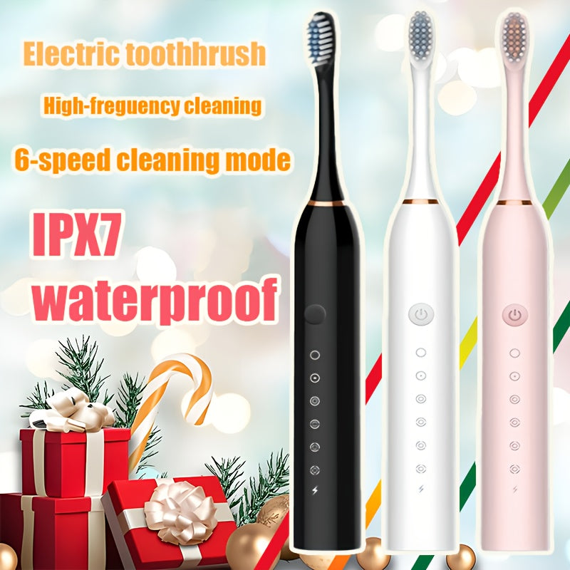 Electric Toothbrush Set for Adults, Rechargeable, 6 Modes, 4 Brush Heads