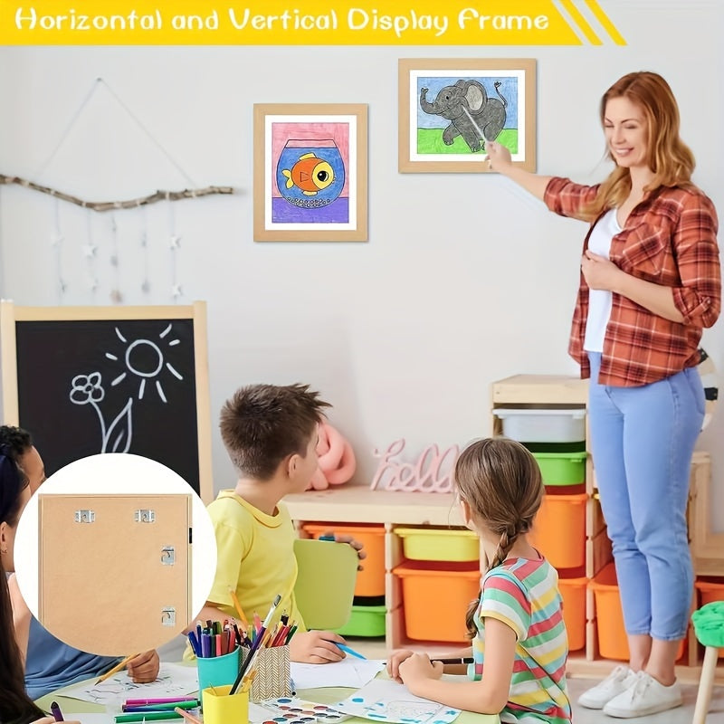 Two Art Frames for Interchangeable Artwork Display Horizontal Vertical Front Opening with or without Mat